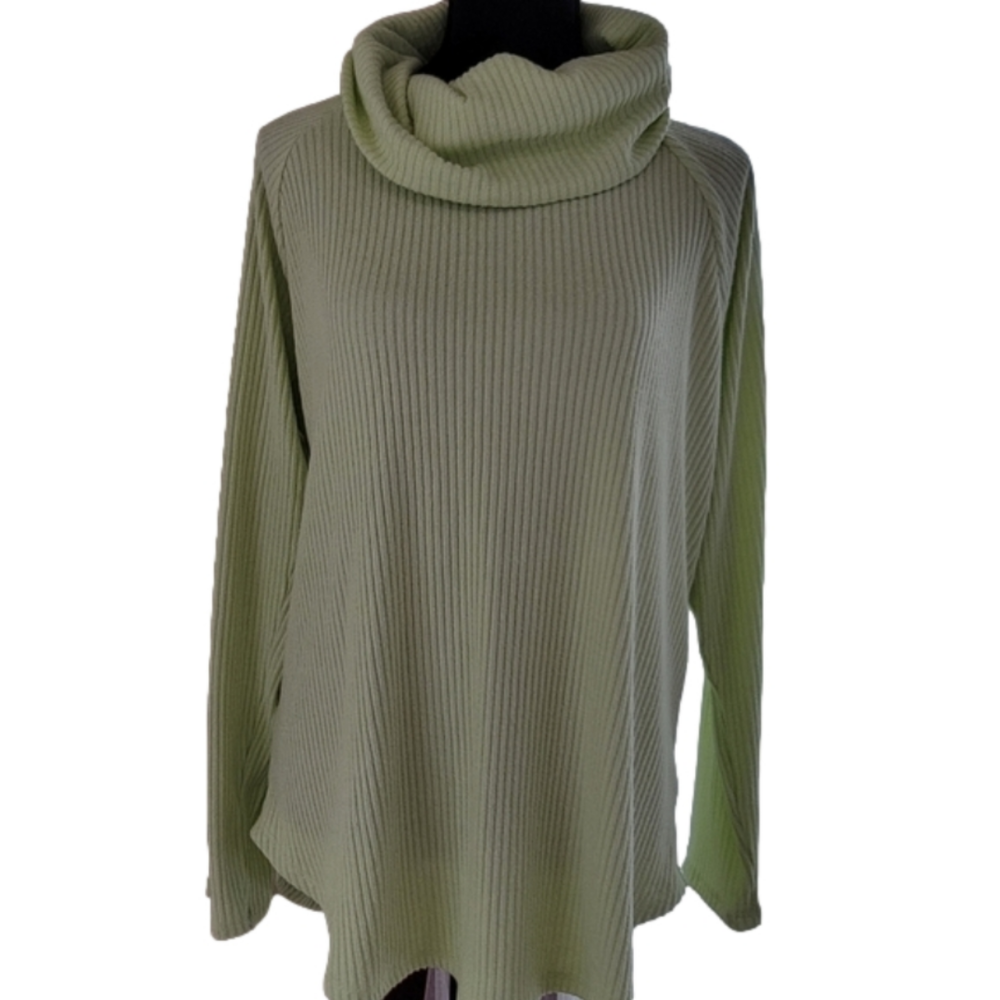 Sonoma Chartreuse Lightweight Cowlneck Sweater Size XL EUC